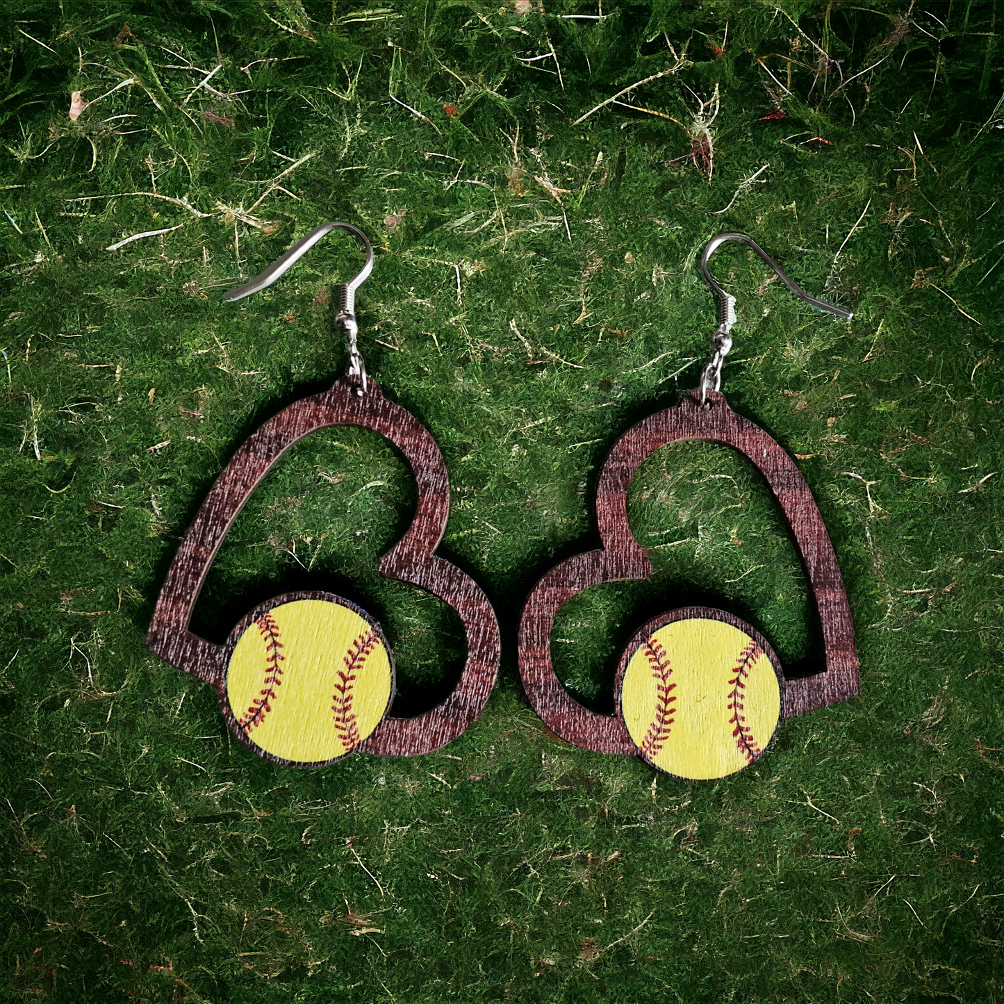 Sports Heart Earrings (basketball, soccer, baseball, football, volleyball, tennis, softball)