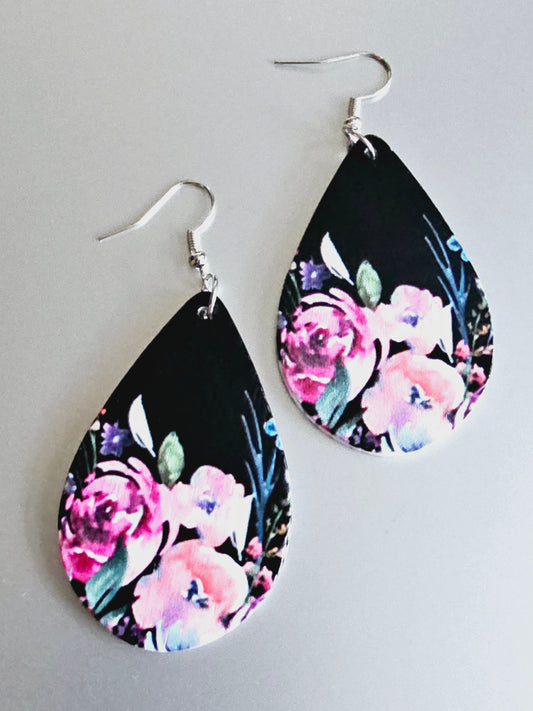 Peony Floral Teardrop Earrings