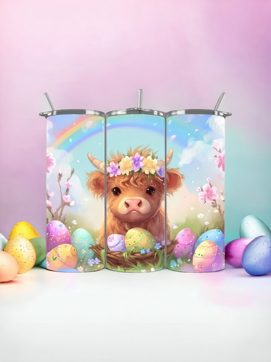 Easter Highland Cow Tumbler