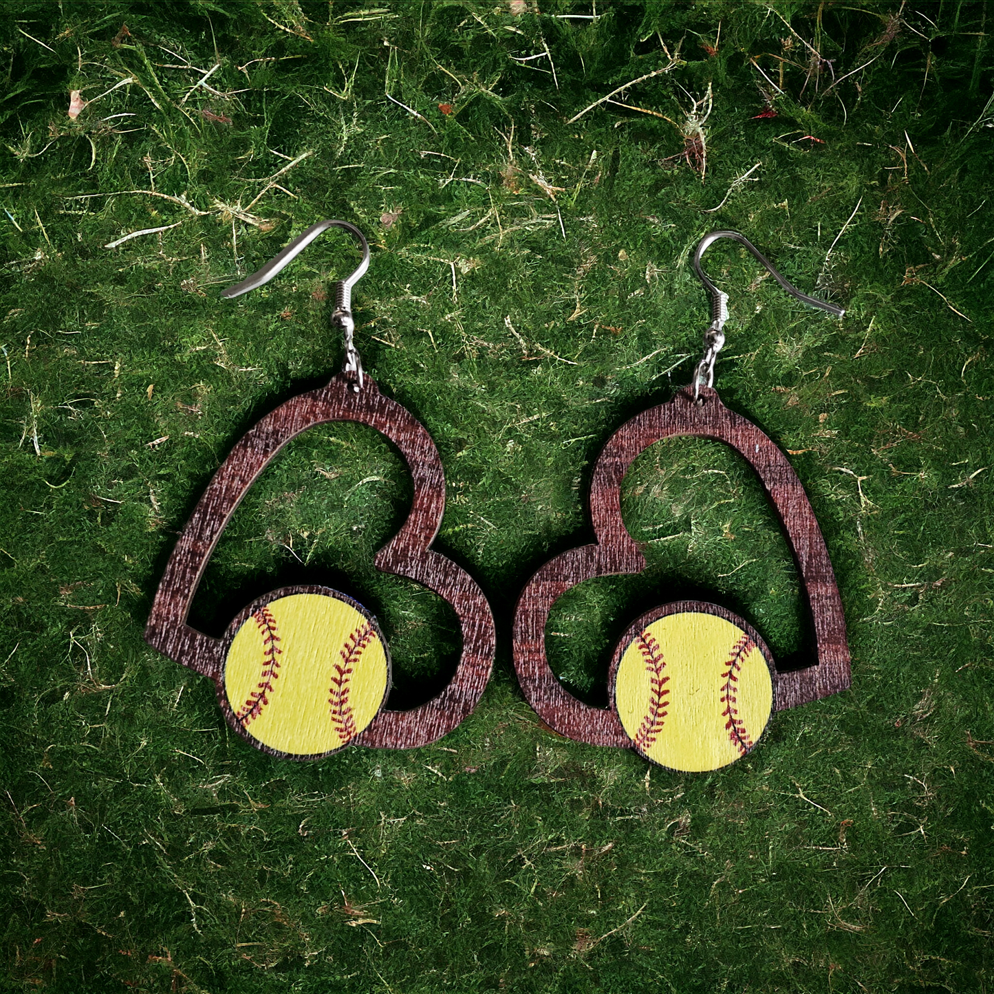 Sports Heart Earrings (basketball,  soccer, baseball, football, volleyball, tennis, softball)