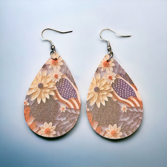 Floral Americana Teardrop Earrings