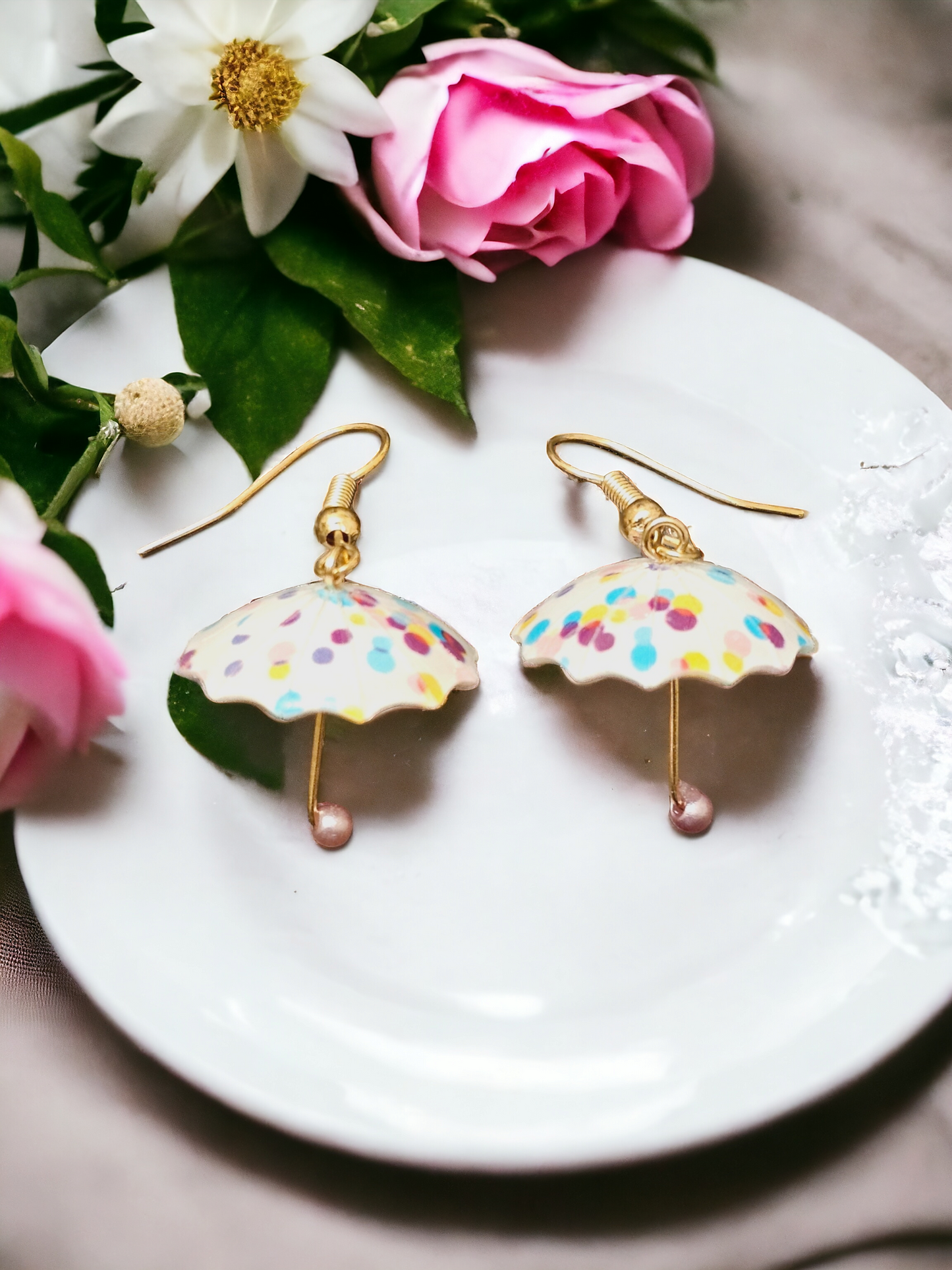 Polka Dot Umbrella Earrings