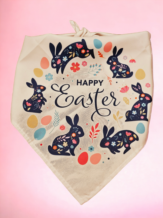 Happy Easter Floral Bunny Pet Bandana