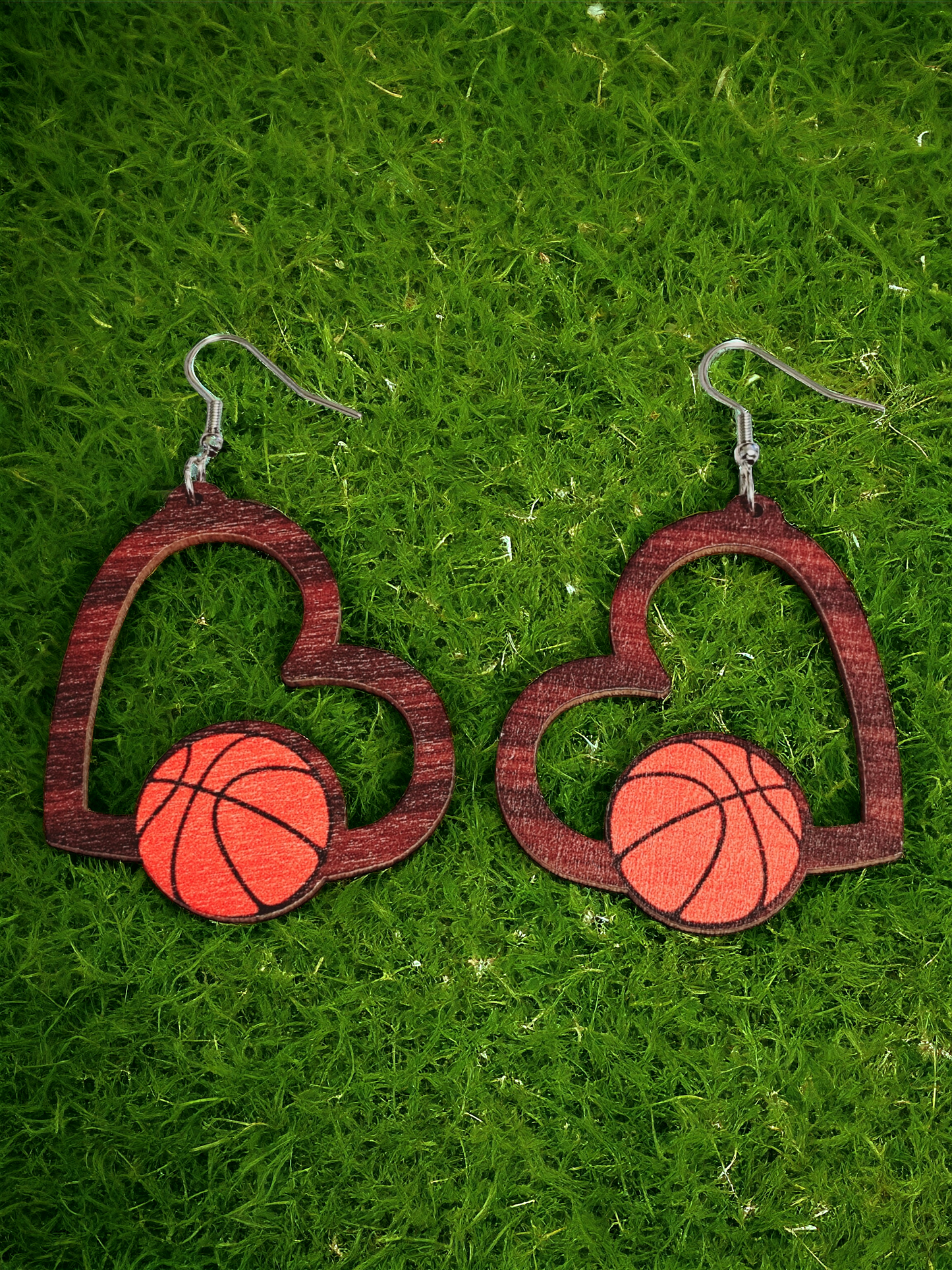 Sports Heart Earrings (basketball,  soccer, baseball, football, volleyball, tennis, softball)