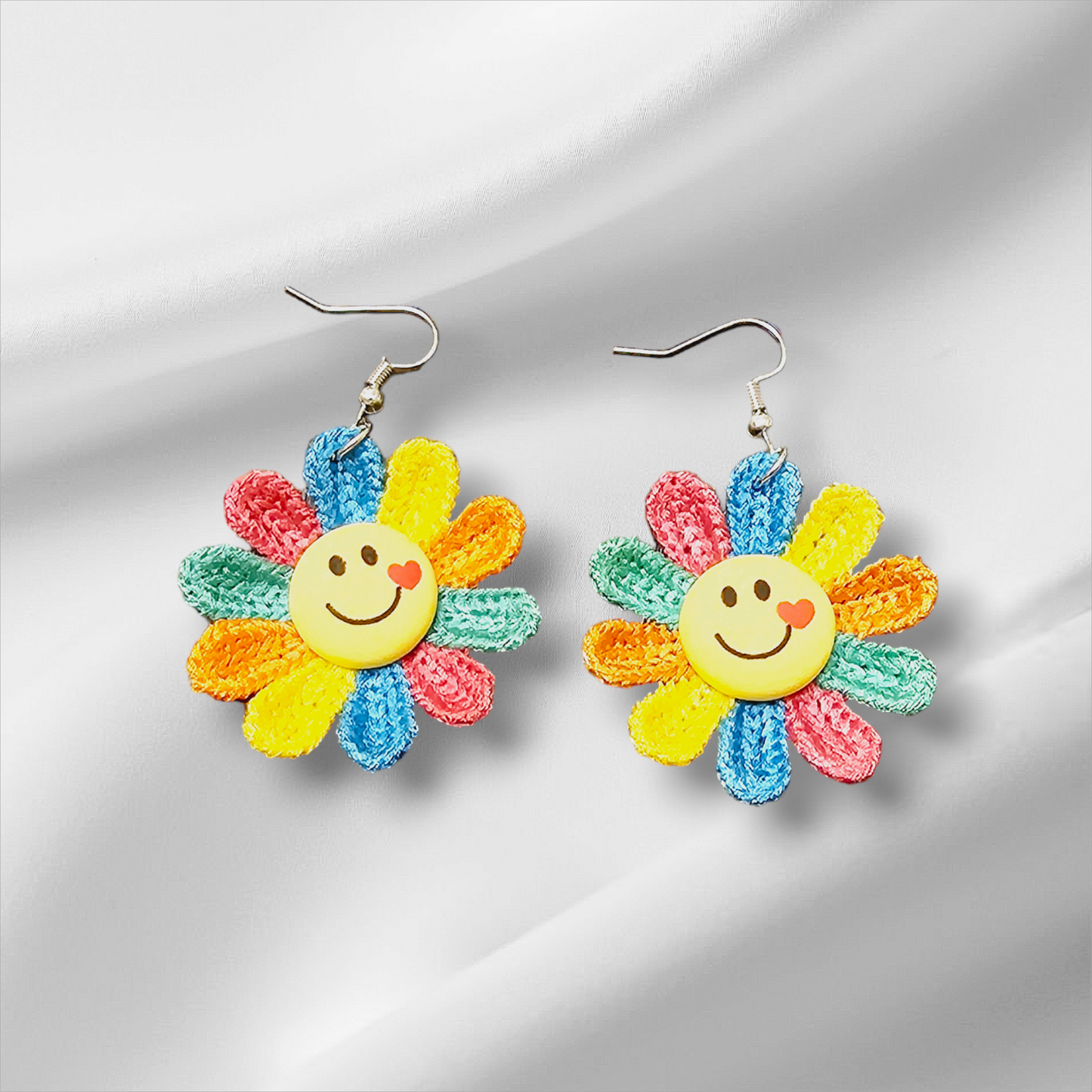 Woven Rainbow Smiley Flowers