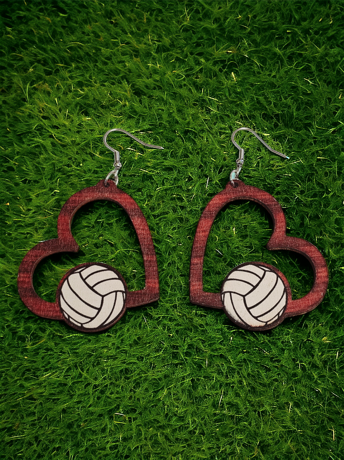 Sports Heart Earrings (basketball,  soccer, baseball, football, volleyball, tennis, softball)