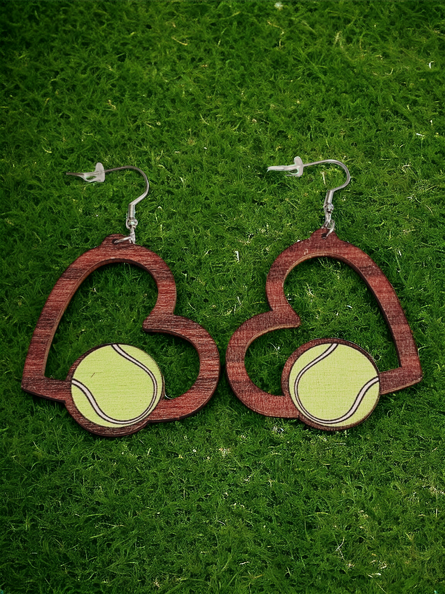 Sports Heart Earrings (basketball,  soccer, baseball, football, volleyball, tennis, softball)