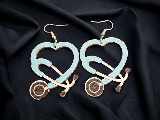 Stethoscope Heart Earrings (blue)